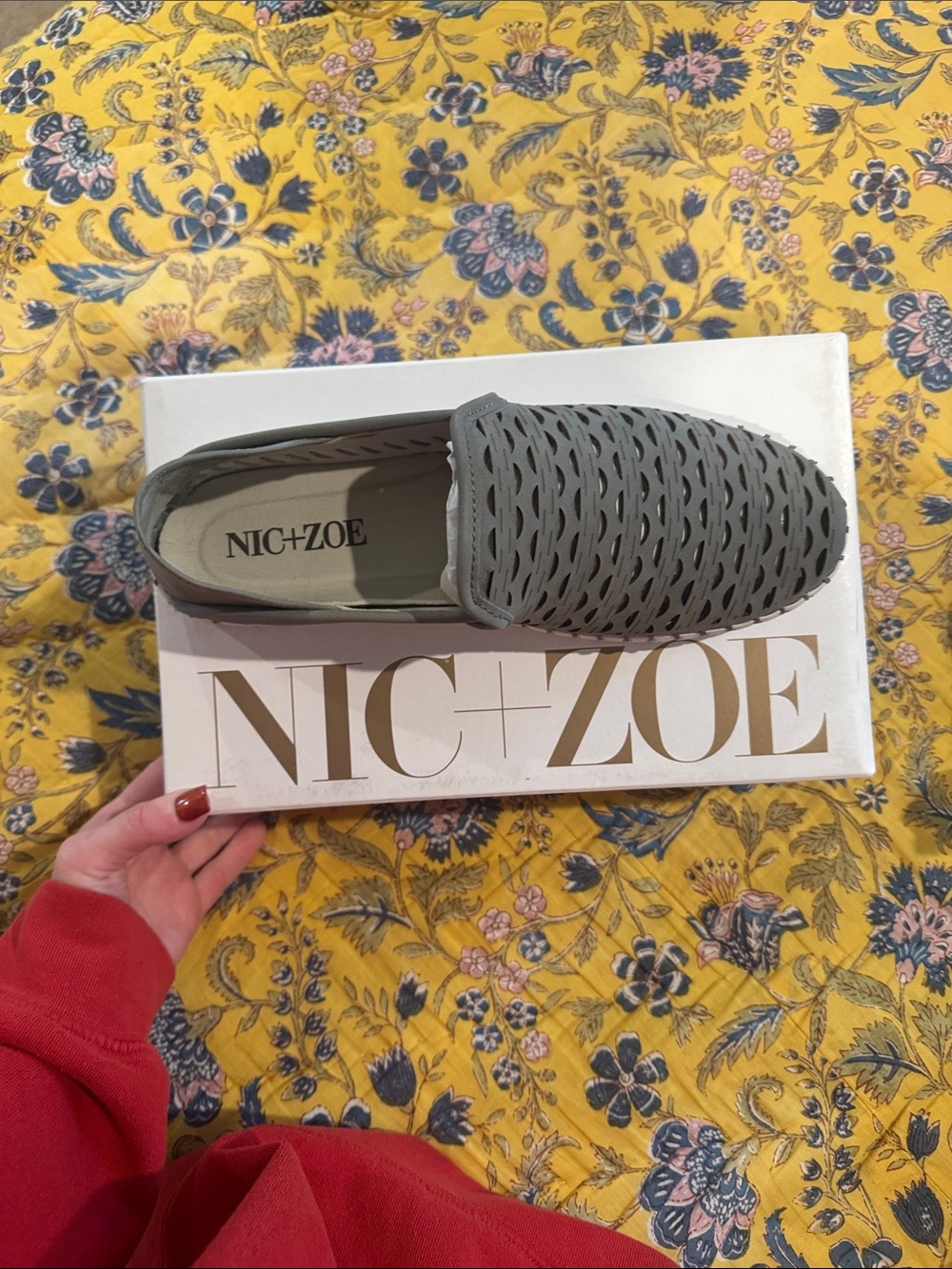 NIC+ZOE Gray Perforated Slip-On Loafer